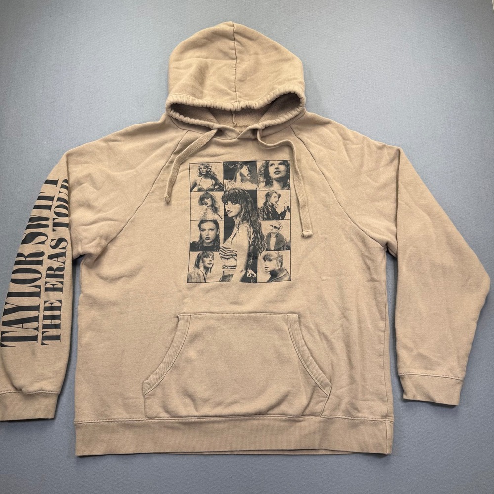 Taylor Swift The Eras‎ Tour Hoodie Beige Tan Photo Grid Graphic XL RN55219